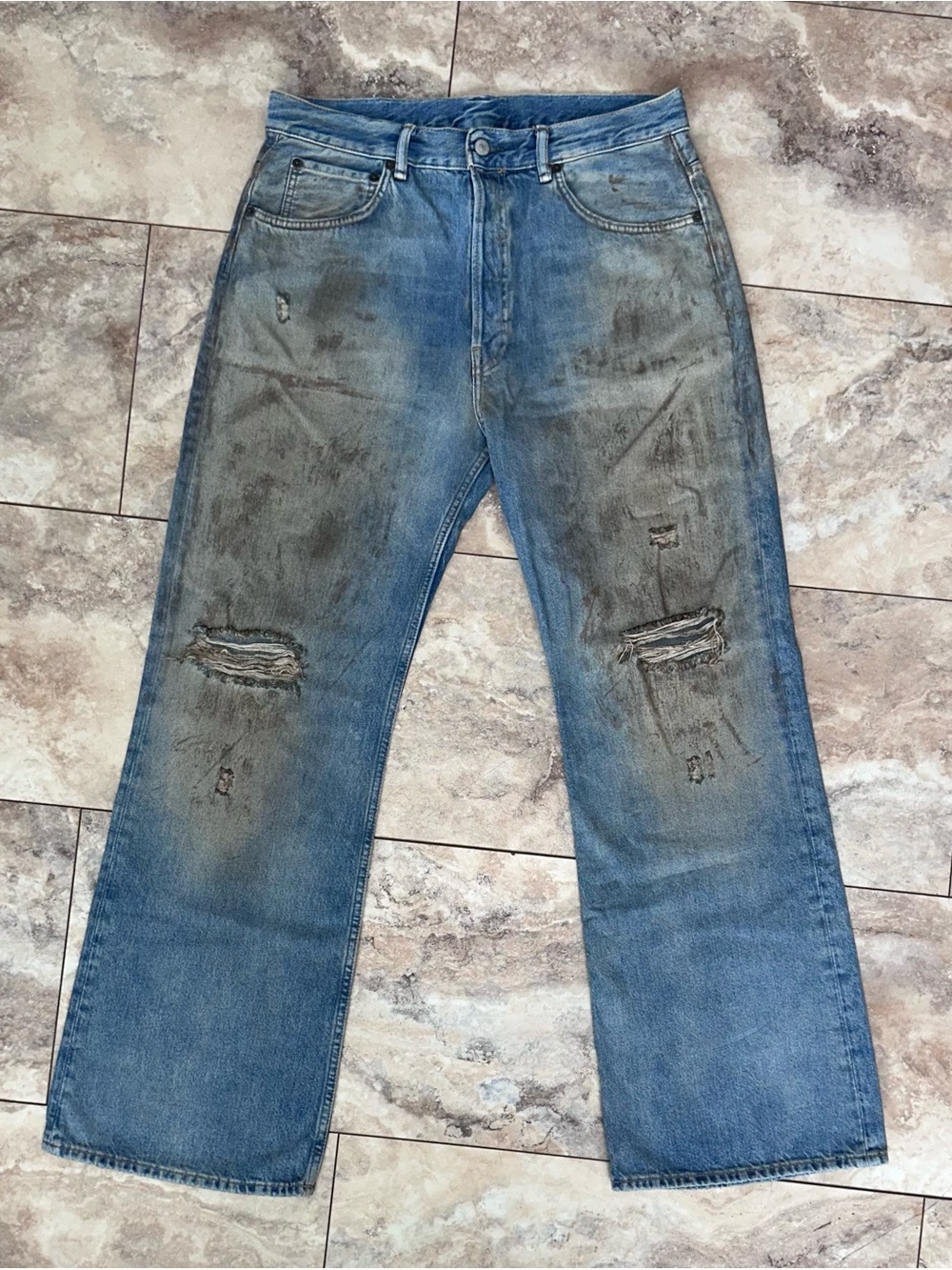 Acne Studios 2021M Penicillin Mid Blue
Regular Fit Distressed Jeans W33 L32